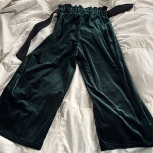 Kids Casual Velvet Pants - Dark Green